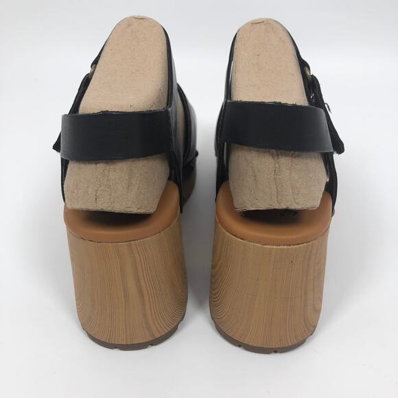 NEW Kork-Ease Tinsley Clogs 7 Black Leather Chunky Sandals Closed Toe Platform - Picture 4 of 8